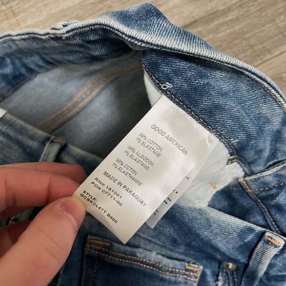 Good American Good Curve High Rise Distressed Skinny Jeans Blue NWT Size 28 - Picture 9 of 9
